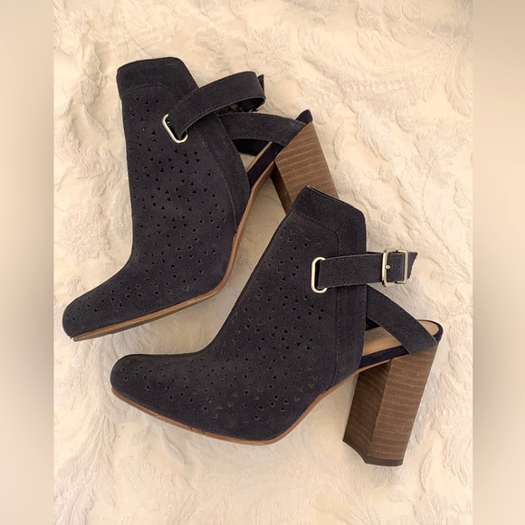 Navy Suede Booties - Picture 2 of 14